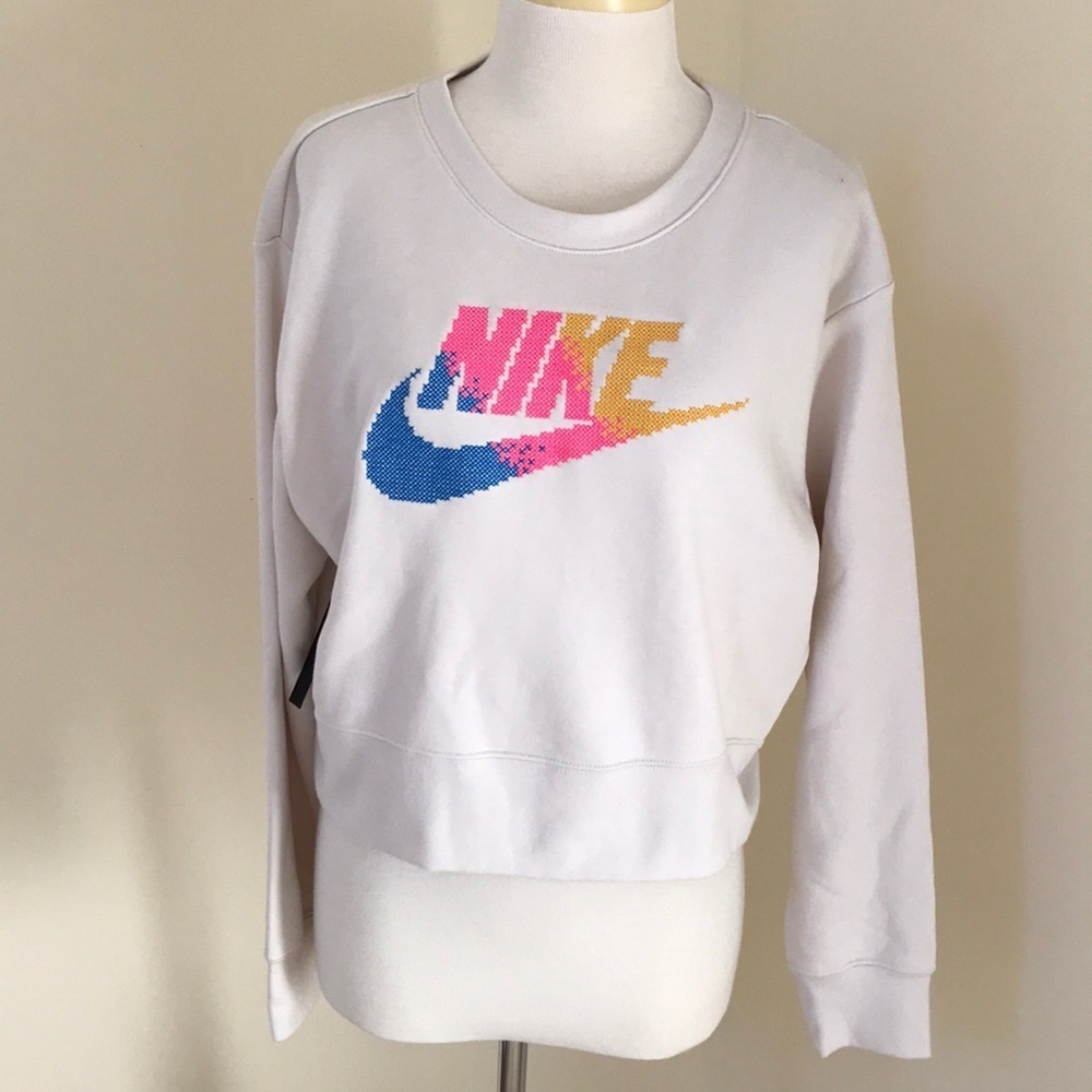 NWT! Nike cream loose cross stitch logo sweatshirt